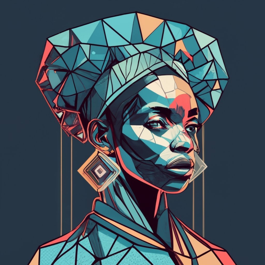 Geometric dark African mother With a crystal Pro